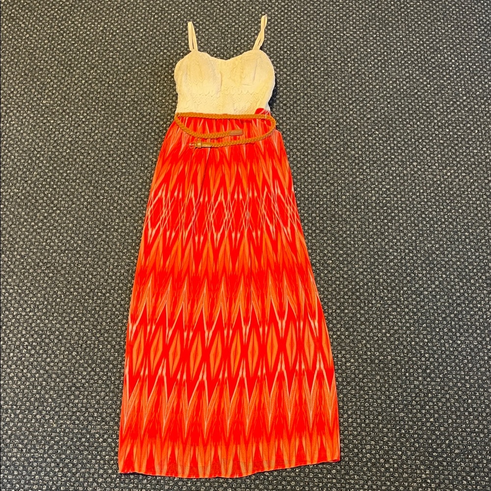 Lily Rose Cream and Red Maxi Dress